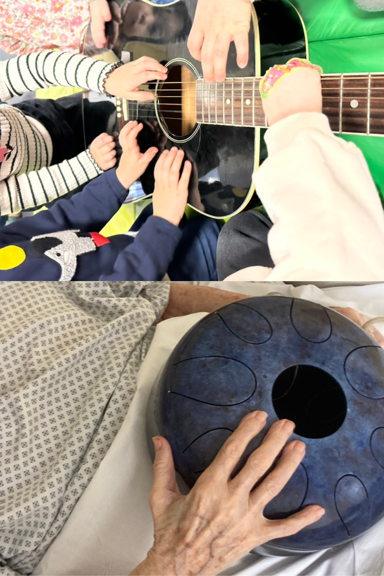 Photos prises en séance de musicothérapie à Lyon